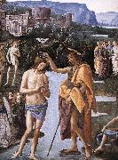 PERUGINO, Pietro Baptism of Christ (detail) a oil on canvas